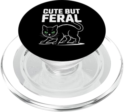 Niedliche, aber wilde Katze PopSockets PopGrip für MagSafe von Funny Cute But Feral Gifts for Women and Men