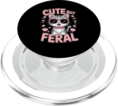 Niedliche, aber wilde Katze PopSockets PopGrip für MagSafe von Funny Cute But Feral Gifts for Women and Men