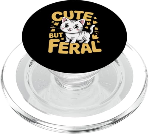 Niedliche, aber wilde Katze PopSockets PopGrip für MagSafe von Funny Cute But Feral Gifts for Women and Men
