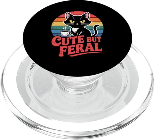 Niedliche, aber wilde Katze PopSockets PopGrip für MagSafe von Funny Cute But Feral Gifts for Women and Men
