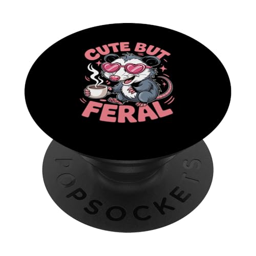 Niedliches, aber wildes Opossum PopSockets Klebender PopGrip von Funny Cute But Feral Gifts for Women and Men