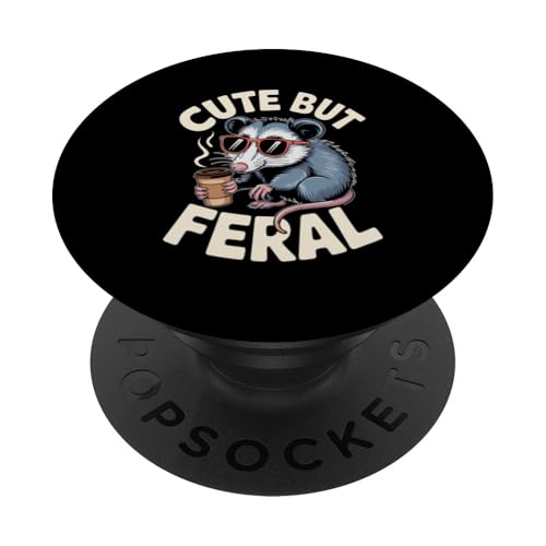 Niedliches, aber wildes Opossum PopSockets Klebender PopGrip von Funny Cute But Feral Gifts for Women and Men