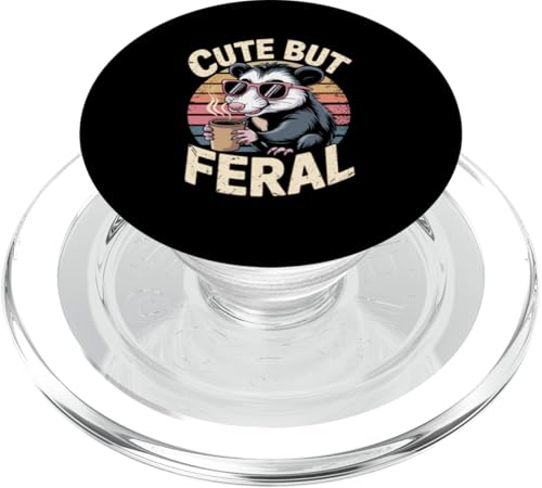 Niedliches, aber wildes Opossum PopSockets PopGrip für MagSafe von Funny Cute But Feral Gifts for Women and Men