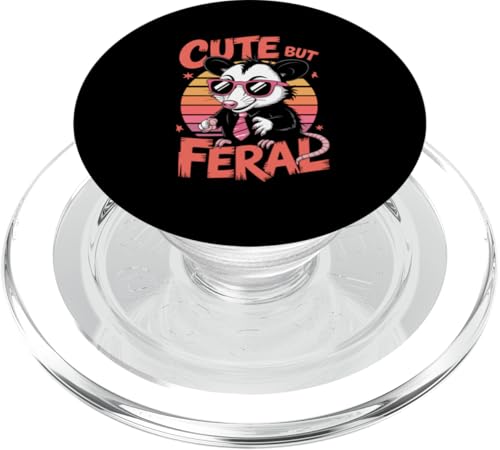 Niedliches, aber wildes Opossum PopSockets PopGrip für MagSafe von Funny Cute But Feral Gifts for Women and Men