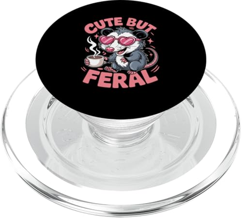 Niedliches, aber wildes Opossum PopSockets PopGrip für MagSafe von Funny Cute But Feral Gifts for Women and Men