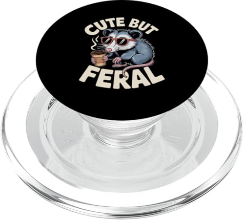 Niedliches, aber wildes Opossum PopSockets PopGrip für MagSafe von Funny Cute But Feral Gifts for Women and Men