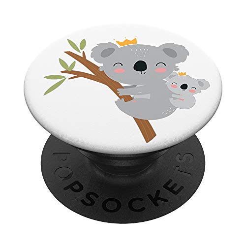 Lustige niedliche faule Baby Koala Paare & Koala Mama Bären PopSockets PopGrip: Ausziehbarer Sockel und Griff für Handys/Tablets mit Tauschbarem Top von Funny Cute Lazy Koala Pair & Koala Mama Bear Gifts