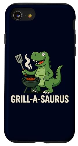 Grill A Saurus Lustiger BBQ Grill Dinosaurier Wortspiel für Männer Papa Hülle für iPhone SE (2020) / 7 / 8 von Funny Dad Grandpa BBQ Gift Grilling BBQ T-Rex Tee