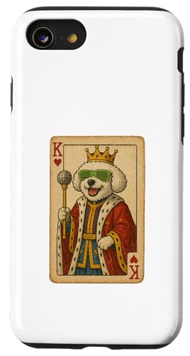 Bichon Frisé King Hearts Coole Spielkarte Retro Disco Hund Hülle für iPhone SE (2020) / 7 / 8 von Funny Dogs Pop Art Store