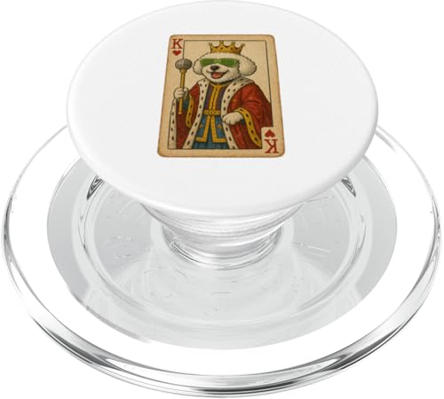 Bichon Frisé King Hearts Coole Spielkarte Retro Disco Hund PopSockets PopGrip für MagSafe Bichon Frisé King Hearts Coole Spielkarte Retro Disco Hund PopSockets PopGrip für MagSafe von Funny Dogs Pop Art Store