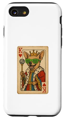 Chihuahua King Hearts Coole Spielkarte Retro Disco Hund Hülle für iPhone SE (2020) / 7 / 8 von Funny Dogs Pop Art Store