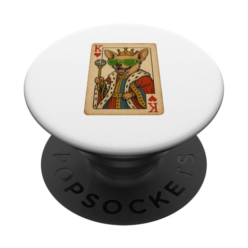Chihuahua King Hearts Coole Spielkarte Retro Disco Hund PopSockets Klebender PopGrip Chihuahua King Hearts Coole Spielkarte Retro Disco Hund PopSockets Klebender PopGrip von Funny Dogs Pop Art Store