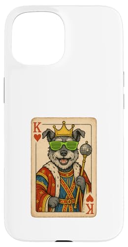 Schnauzer König Herzen Coole Spielkarte Retro Disco Hund Hülle für iPhone 15 Schnauzer König Herzen Coole Spielkarte Retro Disco Hund Hülle für iPhone 15 von Funny Dogs Pop Art Store