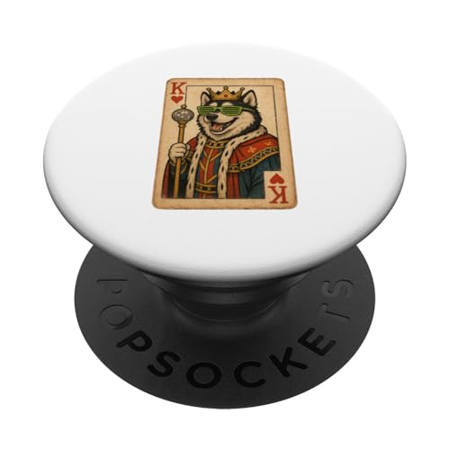 Spielkarte Sibirischer Husky King Herzen coole Spielkarte Retro Disco Hund PopSockets Klebender PopGrip Spielkarte Sibirischer Husky King Herzen coole Spielkarte Retro Disco Hund PopSockets Klebender PopGrip von Funny Dogs Pop Art Store