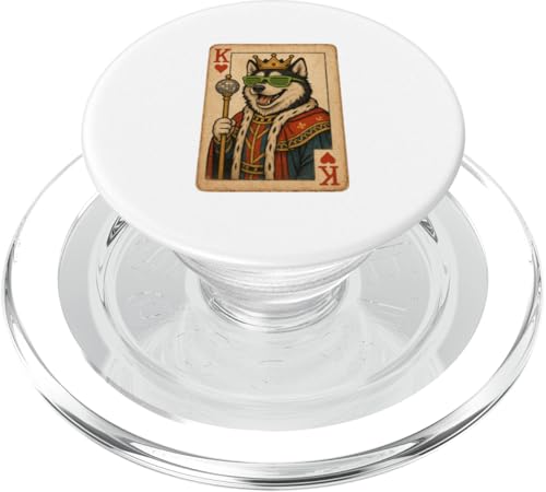 Spielkarte Sibirischer Husky King Herzen coole Spielkarte Retro Disco Hund PopSockets PopGrip für MagSafe Spielkarte Sibirischer Husky King Herzen coole Spielkarte Retro Disco Hund PopSockets PopGrip für MagSafe von Funny Dogs Pop Art Store