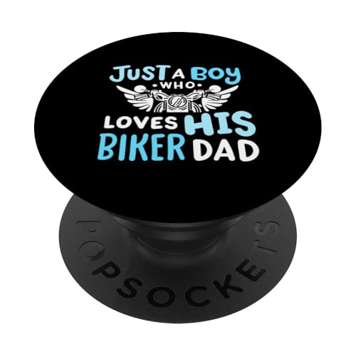 Ein Junge, der ihren Biker-Vater liebt Lustiger Junge Papa Herren Kinder PopSockets Klebender PopGrip von Funny Father's Day Gear