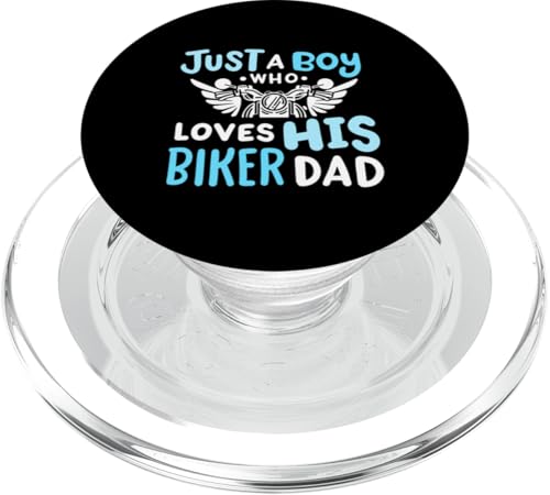 Ein Junge, der ihren Biker-Vater liebt Lustiger Junge Papa Herren Kinder PopSockets PopGrip für MagSafe von Funny Father's Day Gear