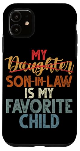 Mein Schwiegersohn ist mein Lieblingskinder, Retro-Humor-Familie Hülle für iPhone 11 von Funny Gifts For Son In Law Graphic