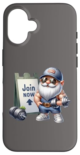 Funny Gym Gnome Graphic With Dumbbells For Men Fitness Dad Hülle für iPhone 16 Funny Gym Gnome Graphic With Dumbbells For Men Fitness Dad Hülle für iPhone 16 von Funny Gnome Bodybuilding Gifts For The Gym Lover