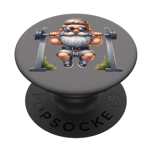 Stylish Body Building Gnome Does Pull-Ups On A Dumbbell Bar PopSockets Klebender PopGrip Stylish Body Building Gnome Does Pull-Ups On A Dumbbell Bar PopSockets Klebender PopGrip von Funny Gnome Bodybuilding Gifts For The Gym Lover