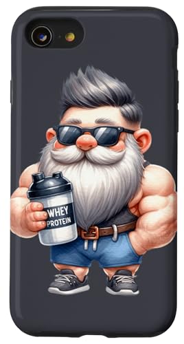 Whey Protein Gnome Dad Funny Bodybuilder Graphic For Coach Hülle für iPhone SE (2020) / 7 / 8 von Funny Gnome Bodybuilding Gifts For The Gym Lover