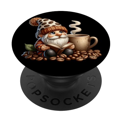 Book Reading Coffee Gnome Biggest Coffee Mug For Teacher PopSockets Klebender PopGrip von Funny Gnome Coffee Accessories & Book Lover Gifts