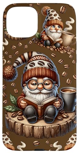 Brown Coffee Bean Decor For Librarian With Book Lover Gnome Hülle für iPhone 15 Plus von Funny Gnome Coffee Accessories & Book Lover Gifts