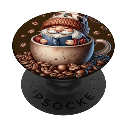 Coffee And Book Reading Accessories For Book Lovers Gnome PopSockets Klebender PopGrip Coffee And Book Reading Accessories For Book Lovers Gnome PopSockets Klebender PopGrip von Funny Gnome Coffee Accessories & Book Lover Gifts