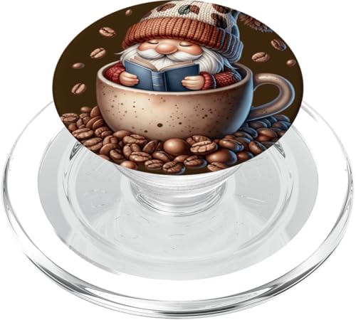 Coffee And Book Reading Accessories For Book Lovers Gnome PopSockets PopGrip für MagSafe von Funny Gnome Coffee Accessories & Book Lover Gifts