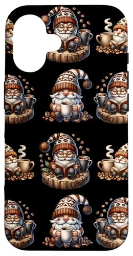 Coffee Gnome With Biggest Coffee Mugs For Bookworm Teacher Hülle für iPhone 16 von Funny Gnome Coffee Accessories & Book Lover Gifts