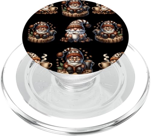 Coffee Gnome With Biggest Coffee Mugs For Bookworm Teacher PopSockets PopGrip für MagSafe von Funny Gnome Coffee Accessories & Book Lover Gifts