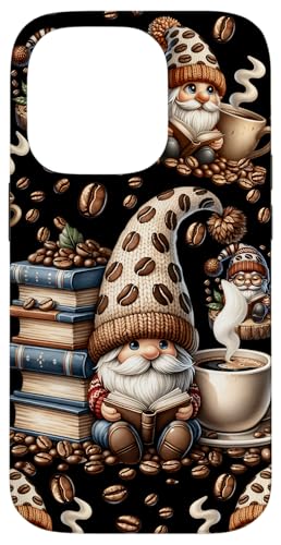 Love Coffee And Books Gnome Decor For Librarian And Teacher Hülle für iPhone 14 Pro von Funny Gnome Coffee Accessories & Book Lover Gifts