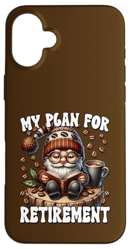 Retired Teacher Gnome Coffee And Books For Funny Retirement Hülle für iPhone 16 Plus von Funny Gnome Coffee Accessories & Book Lover Gifts