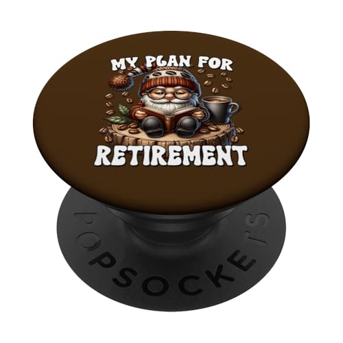 Retired Teacher Gnome Coffee And Books For Funny Retirement PopSockets Klebender PopGrip von Funny Gnome Coffee Accessories & Book Lover Gifts