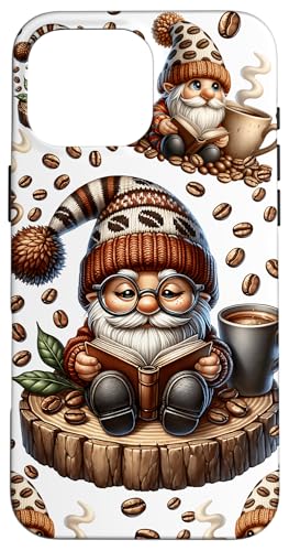 Teacher Coffee And Book Reading Gnome Patterns For Librarian Hülle für iPhone 16 Pro Max von Funny Gnome Coffee Accessories & Book Lover Gifts