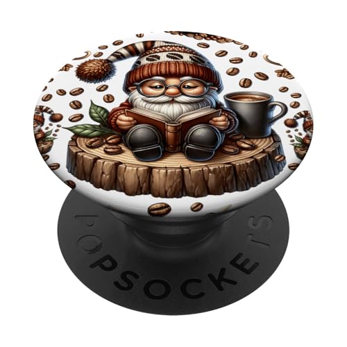 Teacher Coffee And Book Reading Gnome Patterns For Librarian PopSockets Klebender PopGrip Teacher Coffee And Book Reading Gnome Patterns For Librarian PopSockets Klebender PopGrip von Funny Gnome Coffee Accessories & Book Lover Gifts