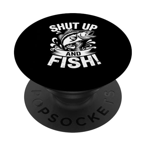 Angelfreund Geschenk Shut Fish Lustiger Angler PopSockets Klebender PopGrip Angelfreund Geschenk Shut Fish Lustiger Angler PopSockets Klebender PopGrip von Funny Graphic Tees For Women Men Kids