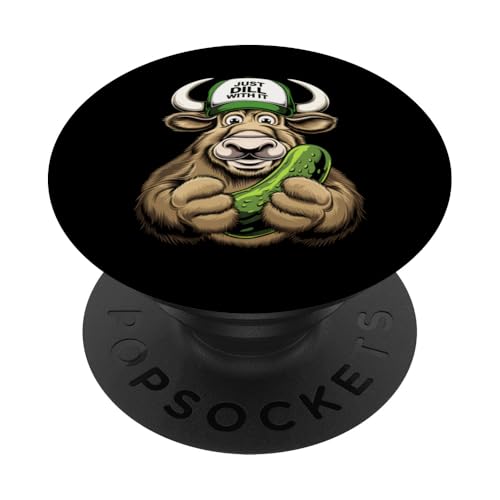 Dill mit lustiger Pickle Bull Grafik PopSockets Klebender PopGrip Dill mit lustiger Pickle Bull Grafik PopSockets Klebender PopGrip von Funny Graphic Tees For Women Men Kids