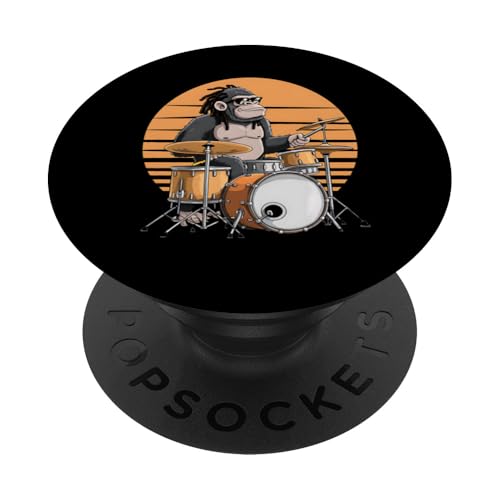 Drum Gorilla Drummer Retro Vintage Musiker PopSockets Klebender PopGrip Drum Gorilla Drummer Retro Vintage Musiker PopSockets Klebender PopGrip von Funny Graphic Tees For Women Men Kids