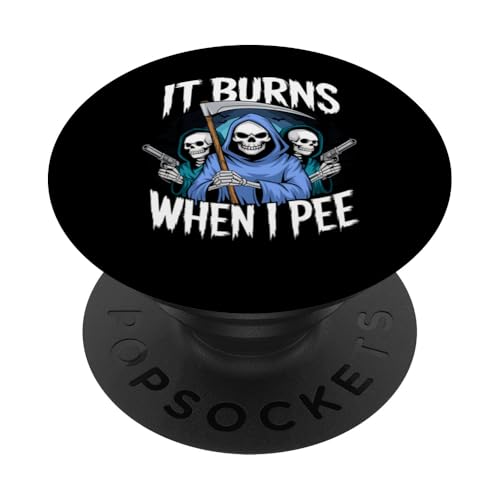 Halloween Sensenmann Burns When Pee Lustiges Skelett PopSockets Klebender PopGrip Halloween Sensenmann Burns When Pee Lustiges Skelett PopSockets Klebender PopGrip von Funny Graphic Tees For Women Men Kids