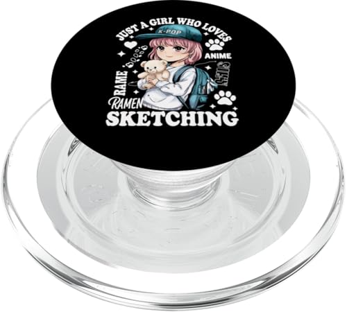 KPOP Girl Anime Lover Ramen Nudeln Skizzieren Kawaii PopSockets PopGrip für MagSafe KPOP Girl Anime Lover Ramen Nudeln Skizzieren Kawaii PopSockets PopGrip für MagSafe von Funny Graphic Tees For Women Men Kids