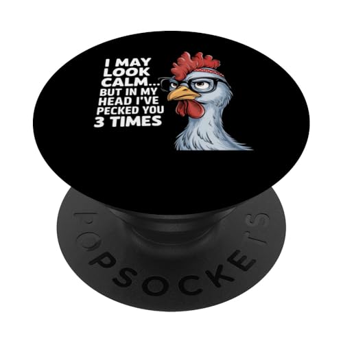 Lustiges Bauernhoftier-Wortspiel mit Aufschrift "Chicken Farmer May Look Calm" PopSockets Klebender PopGrip Lustiges Bauernhoftier-Wortspiel mit Aufschrift "Chicken Farmer May Look Calm" PopSockets Klebender PopGrip von Funny Graphic Tees For Women Men Kids