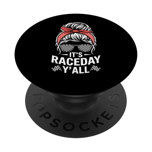 Raceday Y'all Flag Racing Girl PopSockets Klebender PopGrip von Funny Graphic Tees For Women Men Kids