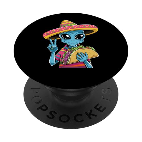 Taco Tuesday Cinco De Mayo Mexikanischer Feinschmecker Alien PopSockets Klebender PopGrip von Funny Graphic Tees For Women Men Kids