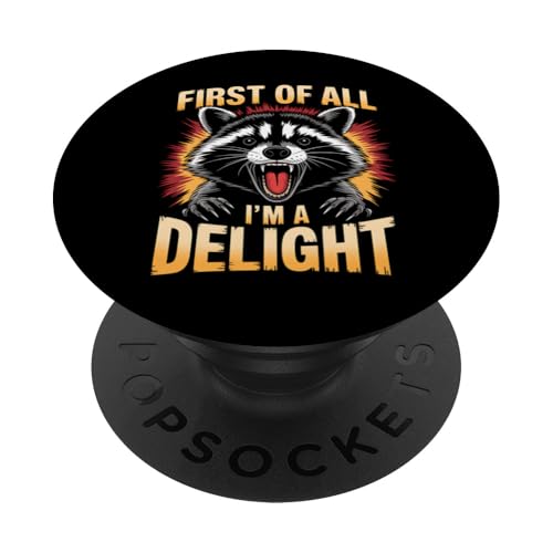 Waschbär First Delight Funny Raccoon Lover PopSockets Klebender PopGrip von Funny Graphic Tees For Women Men Kids
