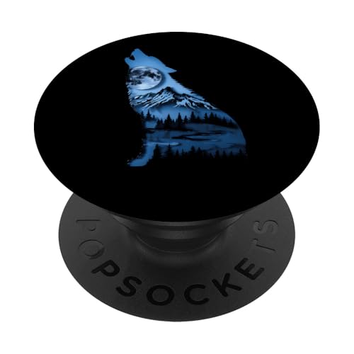 Wolf heult am Berg Natur Wildlife Lover Geschenk PopSockets Klebender PopGrip von Funny Graphic Tees For Women Men Kids