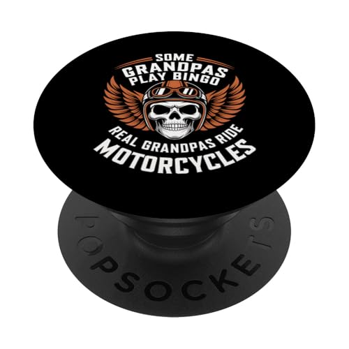 Motorradhelm mit Totenkopf und Flügeln PopSockets Klebender PopGrip von Funny Graphic Tees For Women and Men