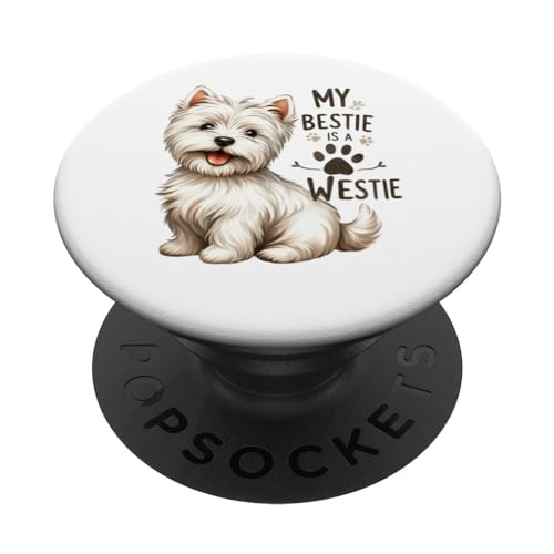 My Bestie Westie Terrier Hund Pfotenabdruck Niedliches Haustier PopSockets mit austauschbarem PopGrip von Funny Graphic Tees For Women and Men
