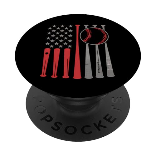 Baseball USA Flagge Sport Fan Geschenk PopSockets Klebender PopGrip Baseball USA Flagge Sport Fan Geschenk PopSockets Klebender PopGrip von Funny Graphic Tees Women Men Kids