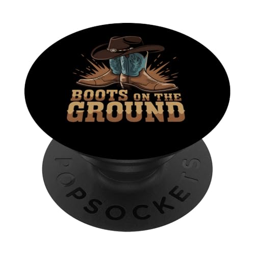 Cowboystiefel Boden Western Country Geschenk PopSockets Klebender PopGrip Cowboystiefel Boden Western Country Geschenk PopSockets Klebender PopGrip von Funny Graphic Tees Women Men Kids